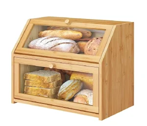 Bread Bin Countertop Wood Bamboo Food Bread Box Bamboo Bread Box
