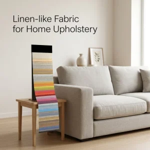 Breathable Woven Plain PU Coated Abrasion Resistant Imitation Linen Fabric Anti fading Poly Linen Look Material for Sofa