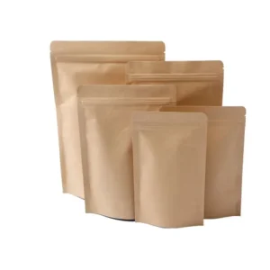 Brown Color Kraft Paper Bag Custom Printed Self Sealing Edible Food Packaging Zipper logo Stand up Pouch
