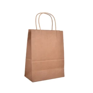 Brown Kraft Paper Bag Accept Custom Printing Stock Gift Bag Fast Food Take Away Supermarket Promotion Hand Length
