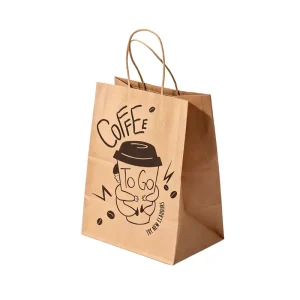 Brown Kraft Paper Bag Accept Custom Printing Stock Gift Bag Fast Food Take Away Twisted Handle Shopping Bag