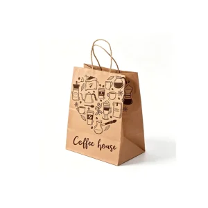 Brown Kraft Paper Bag Accept Custom Printing Stock Gift Bag Fast Food Take Away Twisted Handle Shopping Bag