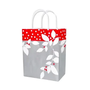 Brown Kraft Paper Flexiloop Handle Custom Shopping Bags with Logo Printed Recyclable and Environmental Flexo Printed