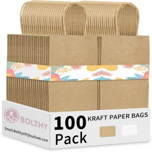 Brown Small Kraft Paper Bags 100Pcs Twisted Paper Handles Gift Shopping Wedding Party Favor Bags 5.91×3.15×8.27 Inches