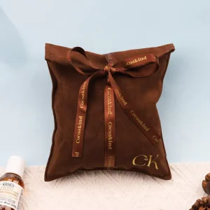 Brown Suede Flap T-Shirt Packaging Dust Bag with Ribbon Luxury Suede Clothes Packing Envelope Pouch