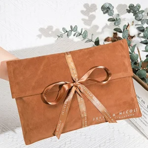Brown Velvet Gift Packing Bag for Hair Extension Custom Logo Printing Velvet Clothing Dust Pouch