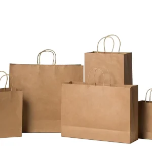 Brown White Kraft Paper Tote Bag Handle Packaging for Supermarket Promotions Shopping Exhibitions Custom Logo