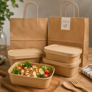 Bulk Kraft Paper Shopping Bags with Handles for Retail and Supermarket
