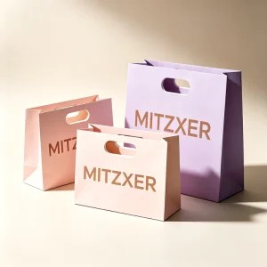 Business style Luxury Eco Friendly Kraft Paper Gift Bags with Die Cut Handles for Shopping Mall & Exhibition Use
