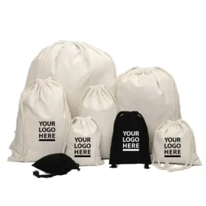 Canvas Cotton Jewelry Pouch Drawstring Shoe Bag Gift Bag Custom Handbag Dust Bags Covers with Logo Print