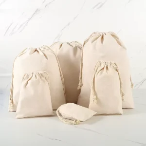 Canvas Cotton Jewelry Pouch Drawstring Shoe Bag Gift Bag Custom Handbag Dust Bags Covers with Logo Print