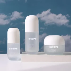 Capsule Shape Unique 30ml 40ml 60ml 100ml 120ml Frosted Glass Lotion Bottle for Liquid Essence 20g 50g Cream Jar with White Cap