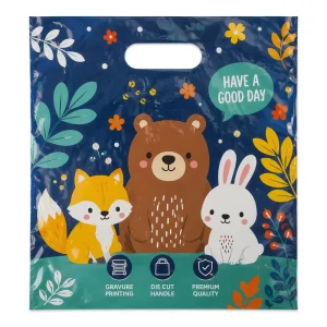 Cartoon Pattern Print Plastic Shopping Handbag Custom 10 Color Gravure Printing HDPE Plastic Shopping Handbag