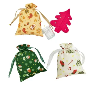 Cartoon Snow Santa Claus Christmas Organza Square 15x20cm Lightweight Packaging Bag Gift Jewelry Bags with Drawstring