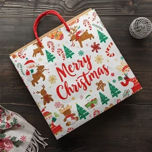 Celebration Red Personalized Printed Shopping Bag Custom Holiday Gift Packaging for Christmas Ratile Stores