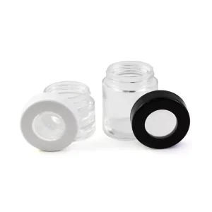 Child Resistant 2oz 3oz 4oz Glass Jar With Magnifying CR Lids for Flower Stash Packaging and Shelf Display With Custom Logo