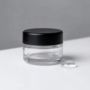 Child Resistant Lids 1oz Glass Jars with Lids Airtight & Round Shape 1 Ounce Glass Jars with Lids for Spices and Cosmetics