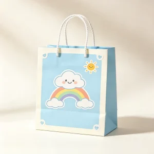 Children’s Party Eco Friendly Durable Cartoon Anime Birthday Gift Wrapping Paper Bag with Ribbon Handle Can Be Customized