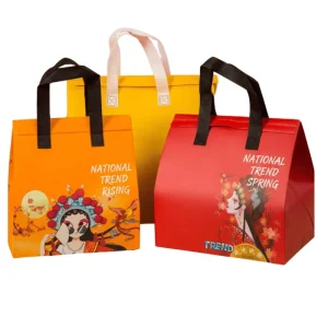 China Factory Stock Durable Chinese Opera Print Non Woven Tote Bag Eco Supermarket Food Takeaway OEM Custom Logo Bulk Discount