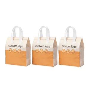 China Factory in Stock Durable Cute Smile Print Non Woven Fabric Bag Eco Supermarket Food Takeaway OEM Custom Logo Bulk Discount