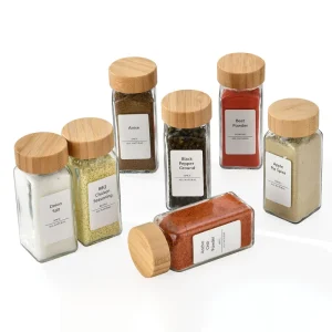 Choice Fun Customized 4oz Glass Spice Jar Transparent Spice Bottle Jar With Wooden Lid Kitchen Spice Storage Bottles