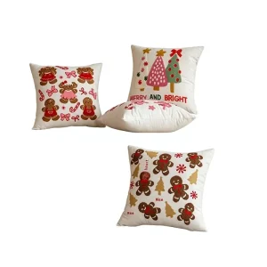 Christmas Embroidery Geometric Pattern Polyester Cushion Cover Pillowcase Filling Not Included Cross Border Decor Throw