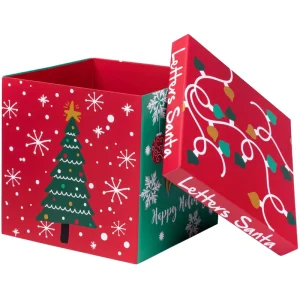 Christmas Gift Box Red Green Santa Claus Design Tissue Paper Paperboard Ribbon for Christmas Holiday Party Gift