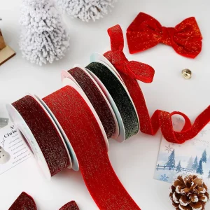 Christmas Velvet Ribbon New Year Red Festival Ribbon Bows Gift Box Packaging Ribbon Festival Scene 10 15 20 25 38mm