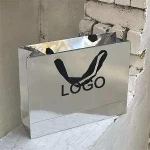 Classic Biodegradable Eco Friendly Recycled Paper Bag Handbag Cotton Rope Screen Printed Custom Logo Printing Supermarket