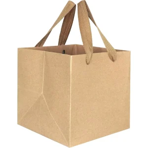 Classic Brown Square Paper Bags with Durable Rope Handles Cake Gift Packaging Bags Reusable Multipurpose Portable Gift Bags