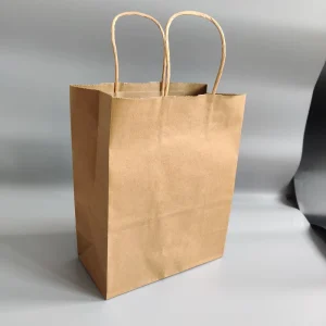 Classic Kraft Paperbag with Customized Brown Takeaway Handle Promotion Supermarket Use Offset Printing