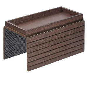 Classic Living Room Couch Arm Tray 12.4″ x 5.4″ Storage Box Walnut Bamboo Finish Non-Slip Felt Bottom