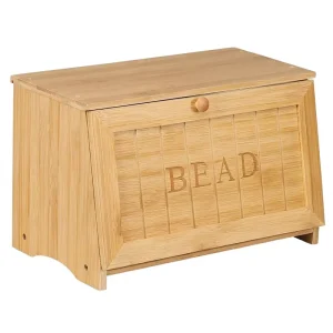 Classic Multifunctional Wooden Bread Box Kitchen Countertop Natural Bamboo Rectangle Single Layer Lightweight Large Storage