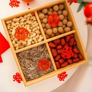 Classic Rectangle Wooden Bamboo Eco-Friendly Storage Box with Lid for Storing Displaying Dried Fruits Foods 5kg Load Capacity