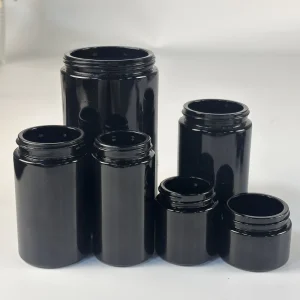 Classic Ultraviolet Glass Black Screw Top Custom Logo Glasses Enlarge Bottle Anti odour Flowers Storage Jar CR Packaging