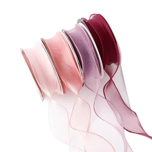 Classical 4cm*10Y Flower Bouquet Packaging Fishtail Silk Organza Mesh Roll Satin Ribbons for Valentine’s Day