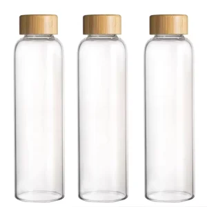 Clear Borosilicate Glass Water Bottle Reusable Transparent Water Bottle for Travel Fridge Beverage Juice