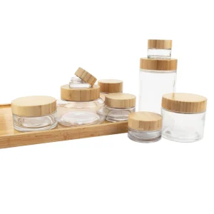 Clear Color Cream Glass Jar with the Bamboo Lid