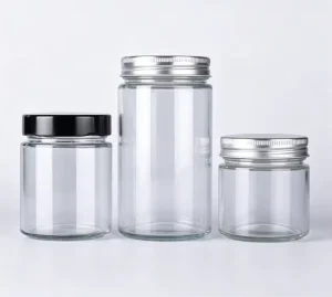 Clear Crystal Glass Jar with Bamboo Lid Empty Container for Honey Jam Spices Food Packaging OEM Silk Screen Printing