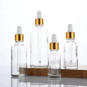 Clear Cylinder Perfume Glass Bottle 30ml 50ml 100ml Dropper Head Cap Crown Cap Recyclable Customized Printing 100pcs