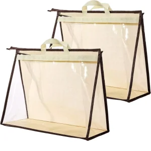 Clear Dust Cover Closet Hanging Bag with Zipper and Handle Storage Organizer Eco Non-Woven Purse Handbag Dust Bags