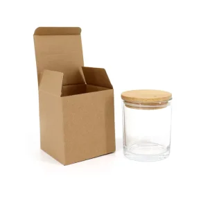 Clear Glass Christmas Candle Jar with Wooden Lid Bulk Empty Candle Jars and Box for Candle Making