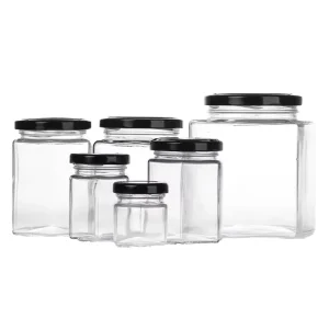 Clear Glass Jars 16oz 300ml 500ml 1000ml Wide Mouth Round Containers with Lids for Kitchen Storage