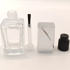 Clear Glass Nail Polish Bottle Cosmetic Packaging 14.8ml Custom Logo Screen Printed Screw Cap Brush Shape Custom Color Size