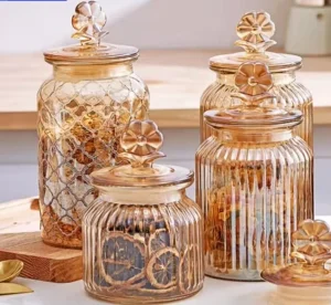 Clear Glass Storage Jar for Chocolate Cookie Candy Tea Coffee Beans Dried Fruit 650ml 950ml 1350ml Sealed Bottle
