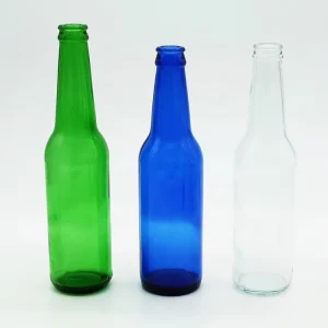 Clear Green Cobalt Blue Factory Glass Bottle 330ml 500ml Beer Glass Bottle with Pull-ring Crown Cap