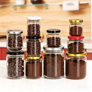 Clear Honey Jam Pickles Mushroom Beef Jar Round Coffee Storage Glass Jars with Lids