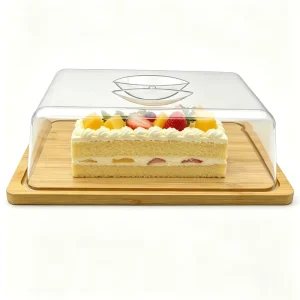 Clear Lid Lunch Box with Bamboo Storage Crisper Dust Proof Bamboo Dessert Cake Box Cheese Box Bamboo Butter Dish with Lid