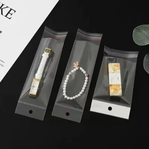 Clear OPP Header Bags Self Adhesive Seal Plastic Bags with Hang Hole for Jewelry Small Items Packaging
