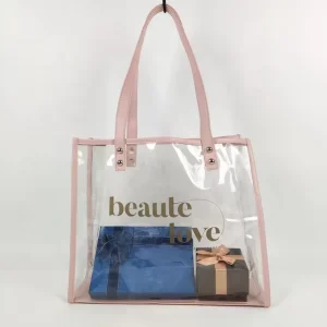 Clear PVC Tote Bag with Custom Printed Logo Reusable Shopping Bag Totebag Transparent Bag